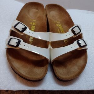 Birkenstock IBIZA Birko-Flor Sandals 230 L5  White Patent Leather Size EU36/US 5